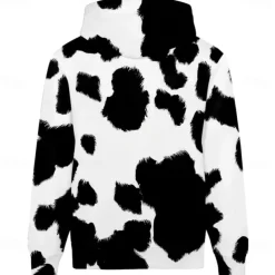 Men's Milk Cows Hoodie Hoodies Sweatshirt Fashion Cowboy Long Sleeve Hooded White Pocket 3D Print Fall Winter Designer
