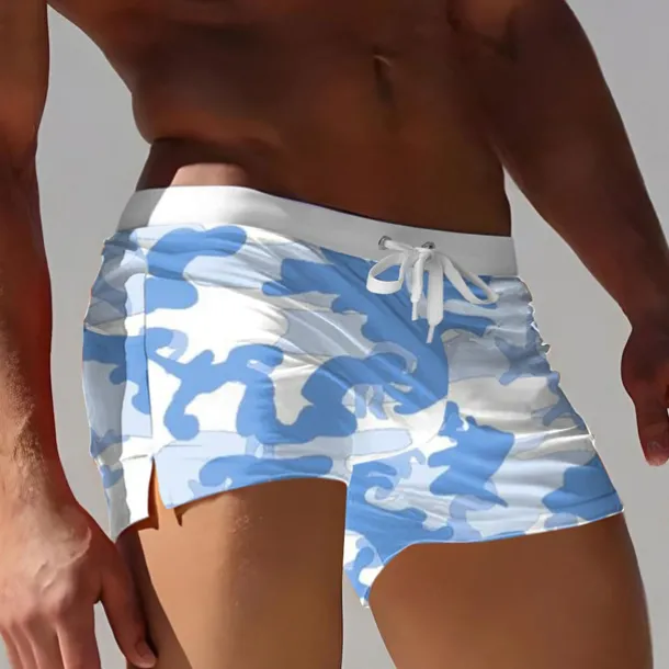 Men's Mixed Color Abstract Art Swim Trunks Swim Shorts Board Shorts Mid Waist 3D Print Hawaiian Surfing Holiday Beach Drawstring with Mesh lining Elastic Waist Designer Clothing Apparel