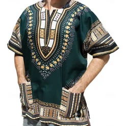 Men's Modern African Outfits Plus Size African Print Dashiki Masquerade Adults Top Party