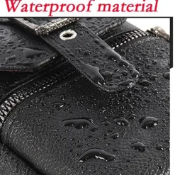 Men's Multi Functional Genuine Leather Shoulder Bag Cell Phone Crossbody Purse Phone Holster Case Leather Belt Waist Pouch Small Messenger Bag