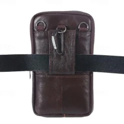 Men's Multi Functional Genuine Leather Shoulder Bag Cell Phone Crossbody Purse Phone Holster Case Leather Belt Waist Pouch Small Messenger Bag