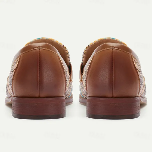 Men's Multicolor Woven Leather Loafers: Ideal for Business Casual and Social Gatherings