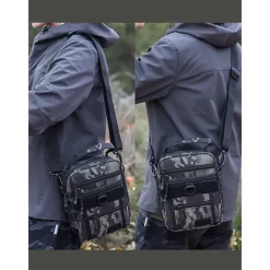 Men's Multifunctional Digital Camouflage Shoulder Bag with Multiple Pockets - Tactical Style for Outdoor Enthusiasts Hiking, Traveling and Daily Use White Black Green