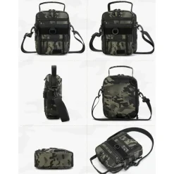 Men's Multifunctional Digital Camouflage Shoulder Bag with Multiple Pockets - Tactical Style for Outdoor Enthusiasts Hiking, Traveling and Daily Use White Black Green