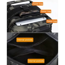 Men's Multifunctional Digital Camouflage Shoulder Bag with Multiple Pockets - Tactical Style for Outdoor Enthusiasts Hiking, Traveling and Daily Use White Black Green