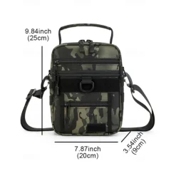 Men's Multifunctional Digital Camouflage Shoulder Bag with Multiple Pockets - Tactical Style for Outdoor Enthusiasts Hiking, Traveling and Daily Use White Black Green