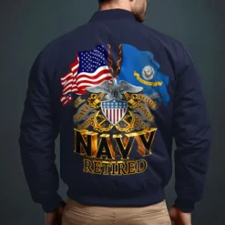 Men's National Flag Bomber Jacket Coat Outdoor Sports Vintage Casual Daily Wear Vacation Going out Printing Denim Fall & Winter Standing Collar Long Sleeve Black Red Army Green