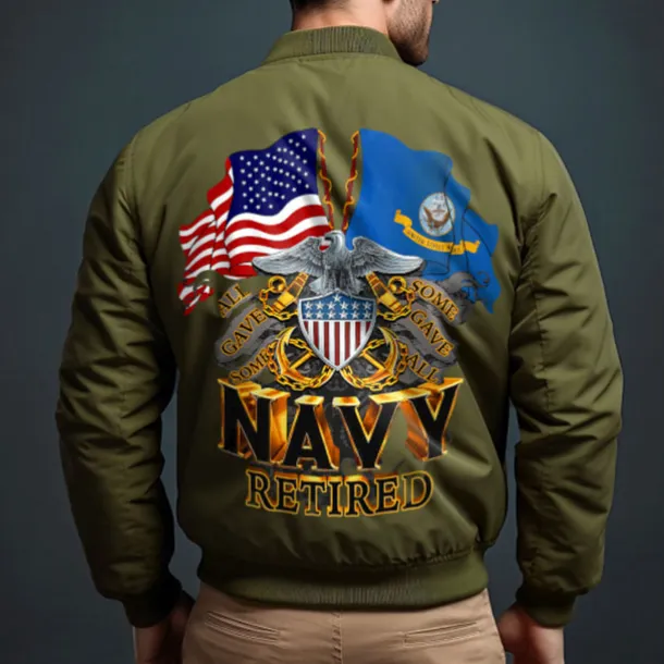 Men's National Flag Bomber Jacket Coat Outdoor Sports Vintage Casual Daily Wear Vacation Going out Printing Denim Fall & Winter Standing Collar Long Sleeve Black Red Army Green