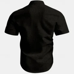 Men's Nautical Sailboat Halloween Costumes Button Up Shirt Printed Shirts Short Sleeve Hawaiian Resort Vacation Holiday Daily Wear Summer Standing Collar Print Button-Down Black