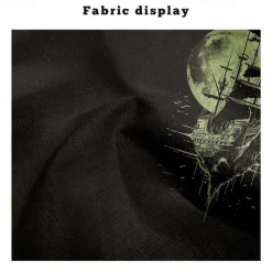 Men's Nautical Sailboat Halloween Costumes Button Up Shirt Printed Shirts Short Sleeve Hawaiian Resort Vacation Holiday Daily Wear Summer Standing Collar Print Button-Down Black