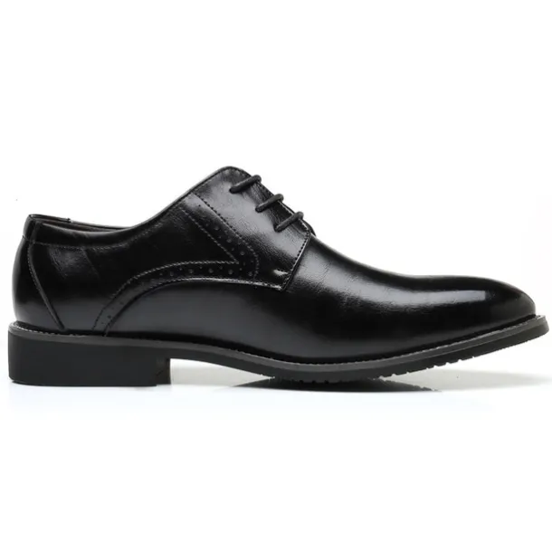 Men's Navy Blue Faux Leather Oxford Shoes – Stylish Lace-Up Design for Business and Formal Wear