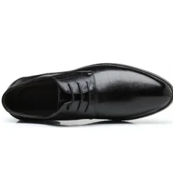 Men's Navy Blue Faux Leather Oxford Shoes – Stylish Lace-Up Design for Business and Formal Wear