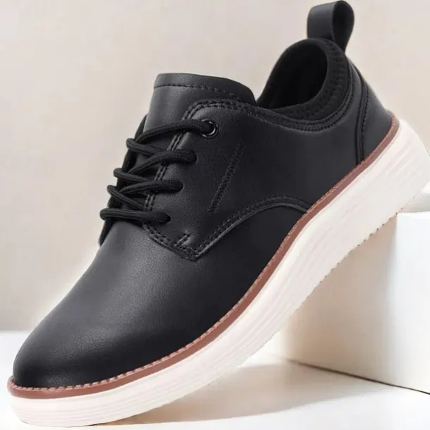 Men's Navy Blue Leather Oxford Shoes – Classic Lace-Up Dress Shoes for Business & Formal Events