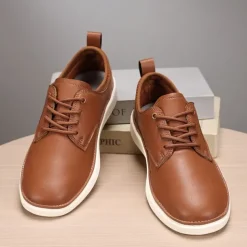 Men's Navy Blue Leather Oxford Shoes – Classic Lace-Up Dress Shoes for Business & Formal Events