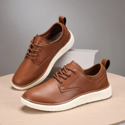 Men's Navy Blue Leather Oxford Shoes – Classic Lace-Up Dress Shoes for Business & Formal Events