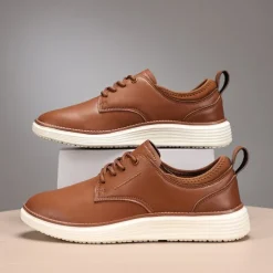 Men's Navy Blue Leather Oxford Shoes – Classic Lace-Up Dress Shoes for Business & Formal Events