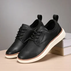 Men's Navy Blue Leather Oxford Shoes – Classic Lace-Up Dress Shoes for Business & Formal Events