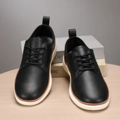 Men's Navy Blue Leather Oxford Shoes – Classic Lace-Up Dress Shoes for Business & Formal Events