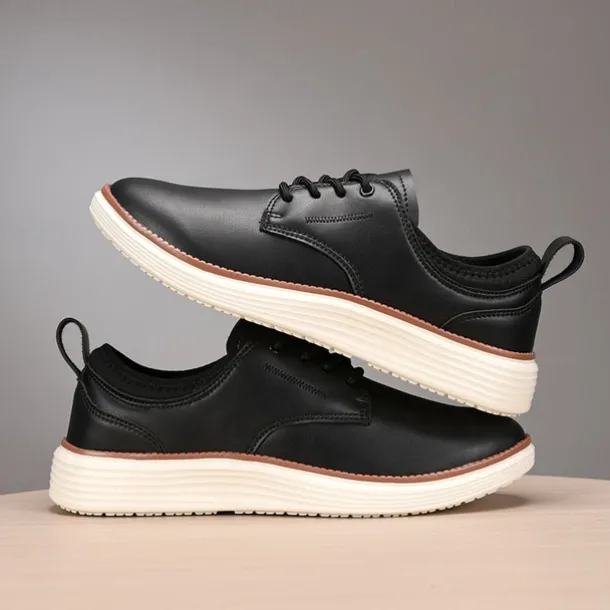 Men's Navy Blue Leather Oxford Shoes – Classic Lace-Up Dress Shoes for Business & Formal Events