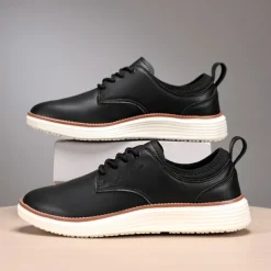 Men's Navy Blue Leather Oxford Shoes – Classic Lace-Up Dress Shoes for Business & Formal Events