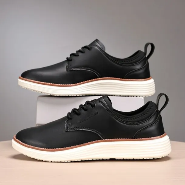 Men's Navy Blue Leather Oxford Shoes – Classic Lace-Up Dress Shoes for Business & Formal Events