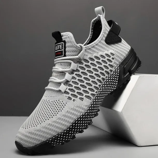 Men's Neon Green Breathable Athletic Sneakers – Lightweight Mesh Running Shoes with Cushioned Sole