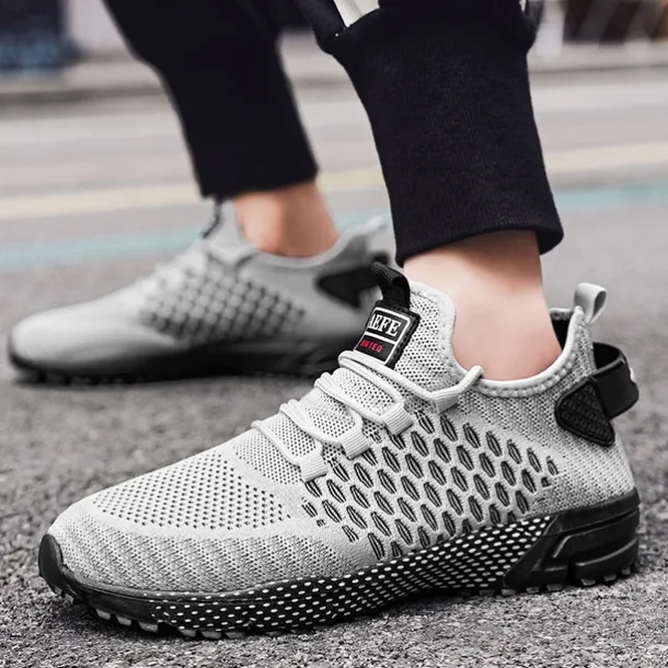 Men's Neon Green Breathable Athletic Sneakers – Lightweight Mesh Running Shoes with Cushioned Sole