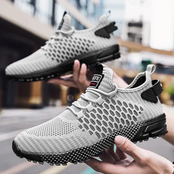 Men's Neon Green Breathable Athletic Sneakers – Lightweight Mesh Running Shoes with Cushioned Sole