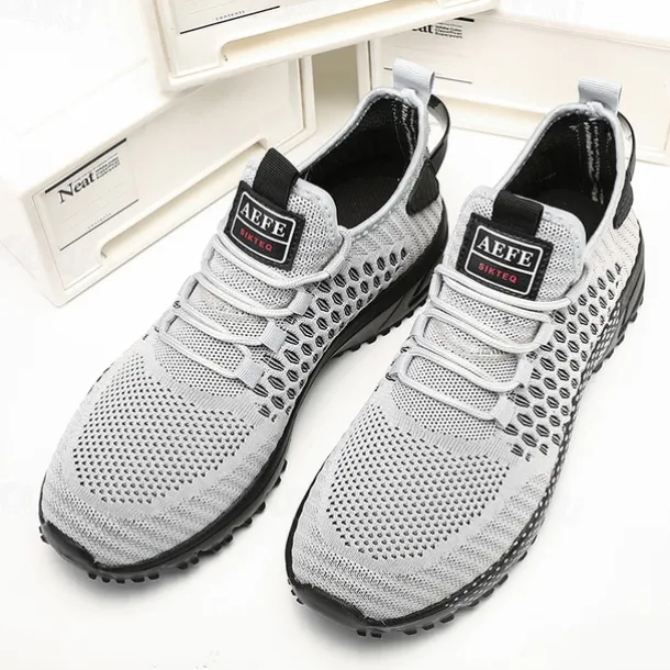 Men's Neon Green Breathable Athletic Sneakers – Lightweight Mesh Running Shoes with Cushioned Sole