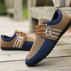 Men's Nylon Casual Slip-On Shoes with Contrasting Textures - Perfect for Daily Wear and Leisure Activities