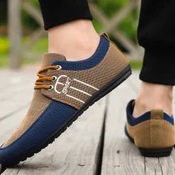 Men's Nylon Casual Slip-On Shoes with Contrasting Textures - Perfect for Daily Wear and Leisure Activities