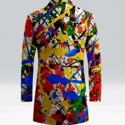 Men's Oil Painting Fleece Jacket Coat Thermal Comfortable Artistic Casual Outdoor Street Daily Wear Buttons 3D Print Front Pocket Winter Turndown Long Sleeve Multi Color