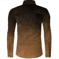 Men's Ombre Cowboy Western Shirt Button Up Shirt Cowboy Shirt Long Sleeve Casual Formal Daily Holiday Fall Winter Spring & Summer Turndown Collared Shirts Button Up Pocket 3D Print Brown