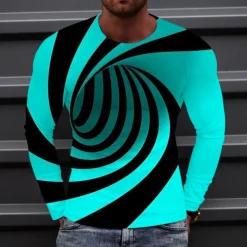 Men's Optical Illusion Graphic Prints T Shirt Long Sleeve T shirt 3D Print Crew Neck Shirt Sports Designer Basic Outdoor Street Daily A B C Spring & Fall Clothing Apparel S M L XL XXL 3XL 4XL