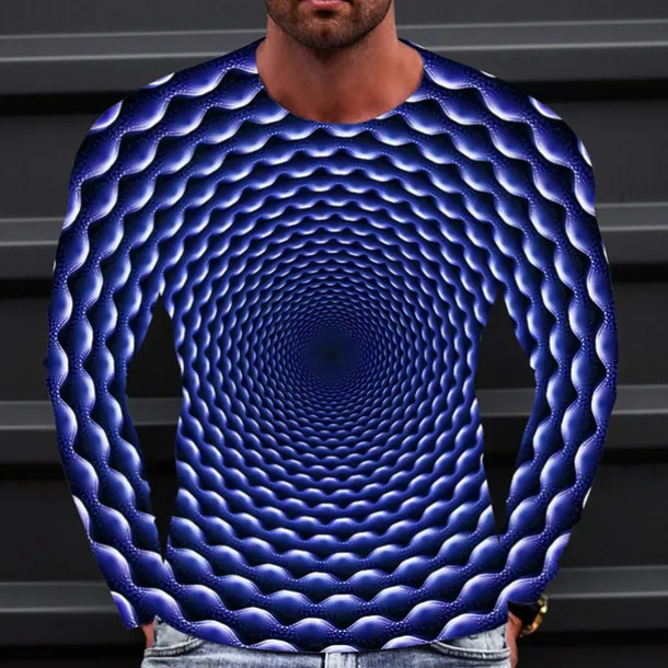 Men's Optical Illusion Graphic Prints T Shirt Long Sleeve T shirt 3D Print Crew Neck Shirt Sports Designer Basic Outdoor Street Daily A B C Spring & Fall Clothing Apparel S M L XL XXL 3XL 4XL