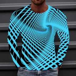 Men's Optical Illusion Graphic Prints T Shirt Long Sleeve T shirt 3D Print Crew Neck Shirt Sports Designer Basic Outdoor Street Daily A B C Spring & Fall Clothing Apparel S M L XL XXL 3XL 4XL