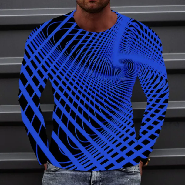 Men's Optical Illusion Graphic Prints T Shirt Long Sleeve T shirt 3D Print Crew Neck Shirt Sports Designer Basic Outdoor Street Daily A B C Spring & Fall Clothing Apparel S M L XL XXL 3XL 4XL
