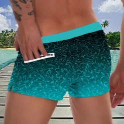 Men's Optical Illusion Gradient Lines / Waves Swim Trunks Swim Shorts Board Shorts Mid Waist Fashion Designer Surfing Holiday Beach Pocket Drawstring Elastic Waist Designer Clothing Apparel