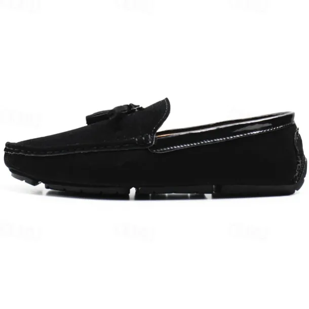 Men's Orange and Blue Suede Driving Loafers with Tassel Detail and Non-Slip Rubber Sole - Stylish and Comfortable for Casual and Driving Wear