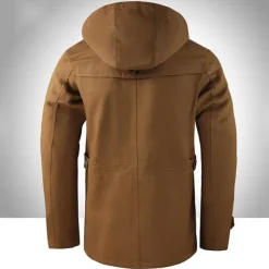 Men's Outdoor Daily Wear Warm Button Pocket Fall Winter Plain Fashion Streetwear Hooded Regular Black Brown Beige Jacket