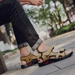 Men's Outdoor Hiking Sandals - Adjustable Straps, Non-Slip Sole, Comfortable Athletic Summer Footwear for Trekking and Beach