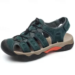 Men's Outdoor Hiking Sandals - Breathable Closed-Toe Design, Adjustable Lace-Up Straps, Anti-Slip Sole, Comfortable Summer Footwear for Trekking and Camping