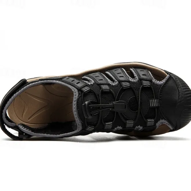 Men's Outdoor Hiking Sandals - Breathable Closed-Toe Design, Adjustable Lace-Up Straps, Anti-Slip Sole, Comfortable Summer Footwear for Trekking and Camping