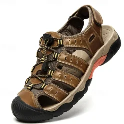 Men's Outdoor Hiking Sandals - Breathable Closed-Toe Design, Adjustable Lace-Up Straps, Anti-Slip Sole, Comfortable Summer Footwear for Trekking and Camping