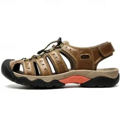 Men's Outdoor Hiking Sandals - Breathable Closed-Toe Design, Adjustable Lace-Up Straps, Anti-Slip Sole, Comfortable Summer Footwear for Trekking and Camping