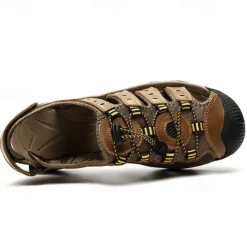 Men's Outdoor Hiking Sandals - Breathable Closed-Toe Design, Adjustable Lace-Up Straps, Anti-Slip Sole, Comfortable Summer Footwear for Trekking and Camping