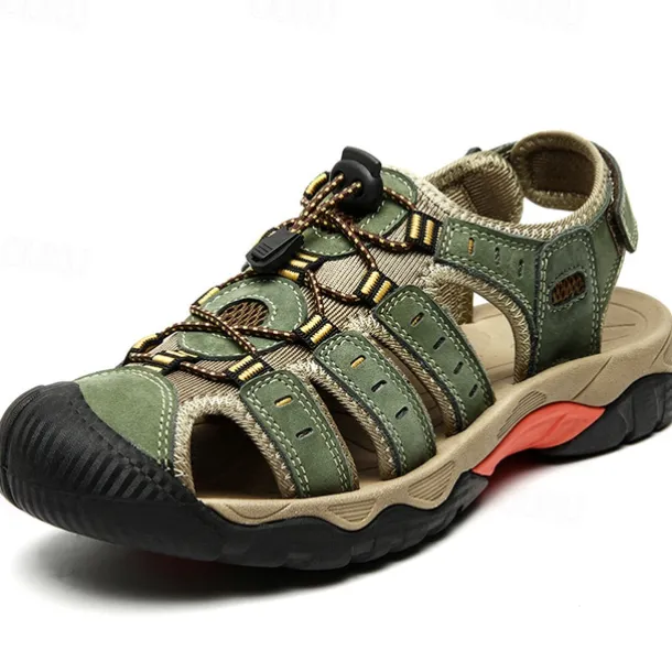Men's Outdoor Hiking Sandals - Breathable Closed-Toe Design, Adjustable Lace-Up Straps, Anti-Slip Sole, Comfortable Summer Footwear for Trekking and Camping