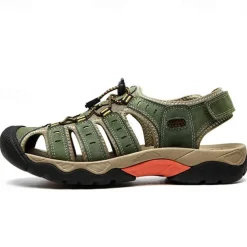 Men's Outdoor Hiking Sandals - Breathable Closed-Toe Design, Adjustable Lace-Up Straps, Anti-Slip Sole, Comfortable Summer Footwear for Trekking and Camping