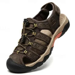 Men's Outdoor Hiking Sandals - Breathable Closed-Toe Design, Adjustable Lace-Up Straps, Anti-Slip Sole, Comfortable Summer Footwear for Trekking and Camping