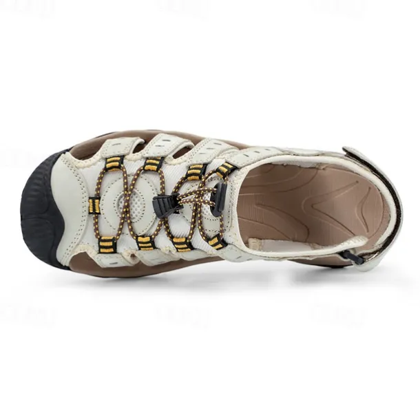 Men's Outdoor Hiking Sandals - Breathable Closed-Toe Design, Adjustable Lace-Up Straps, Anti-Slip Sole, Comfortable Summer Footwear for Trekking and Camping
